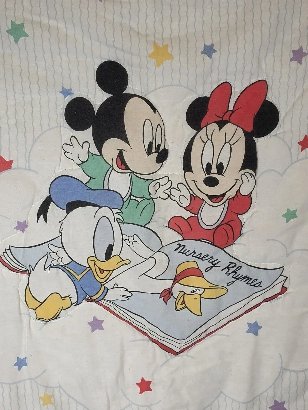 VTG Dundee Disney Baby Mickey Minnie Donald Quilted Crib Blanket Comforter
